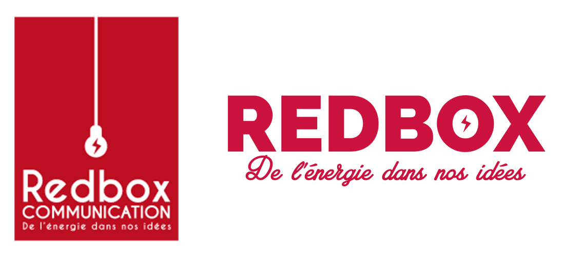 Le logo de Redbox Communication avant/après